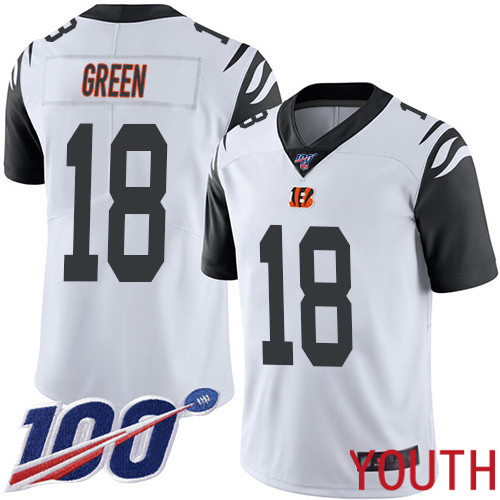 Cincinnati Bengals Limited White Youth A J  Green Jersey NFL Footballl #18 100th Season Rush Vapor Untouchable